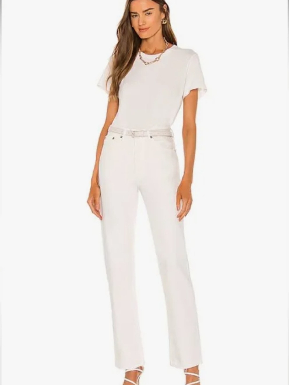 AGOLDE Lana High Rise Vintage Straight Jeans in Drum Cream Off White Size 31